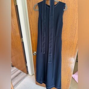 Mango Navy Chic Jumpsuit with White Stitching